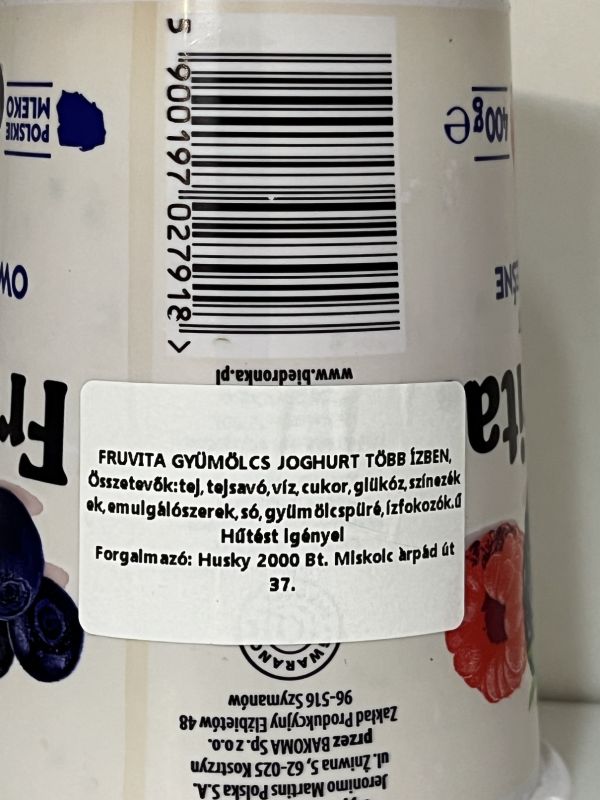 Fruvita áfonyás joghurt (400g)