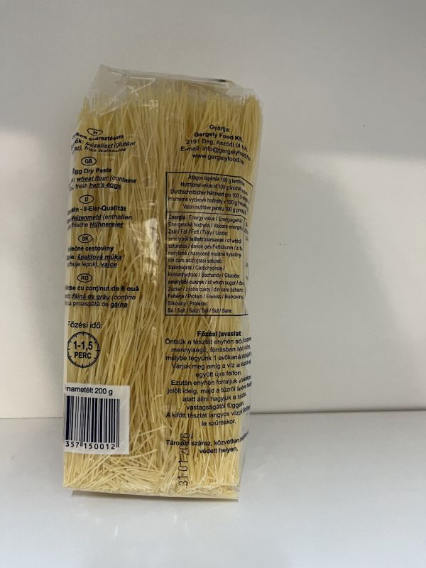 Cérnametélt (200g) Gergely tészta