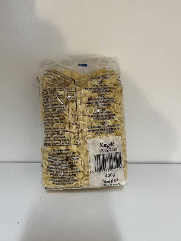 Kagyló (400g) Gergely tészta